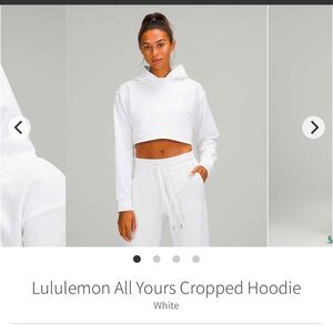 LIKE NEW Lululemon Athletica White all yours cropped Hoodie